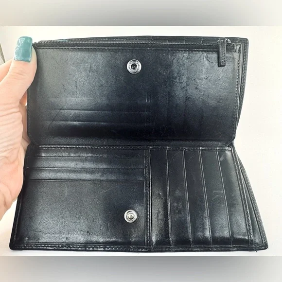 Gucci Long Wallet Black Eel Skin Vintage Exotic Leather Rare Authentic - Picture 8 of 15